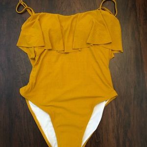 Yellow Ribbed One-Piece Swimsuit NWT